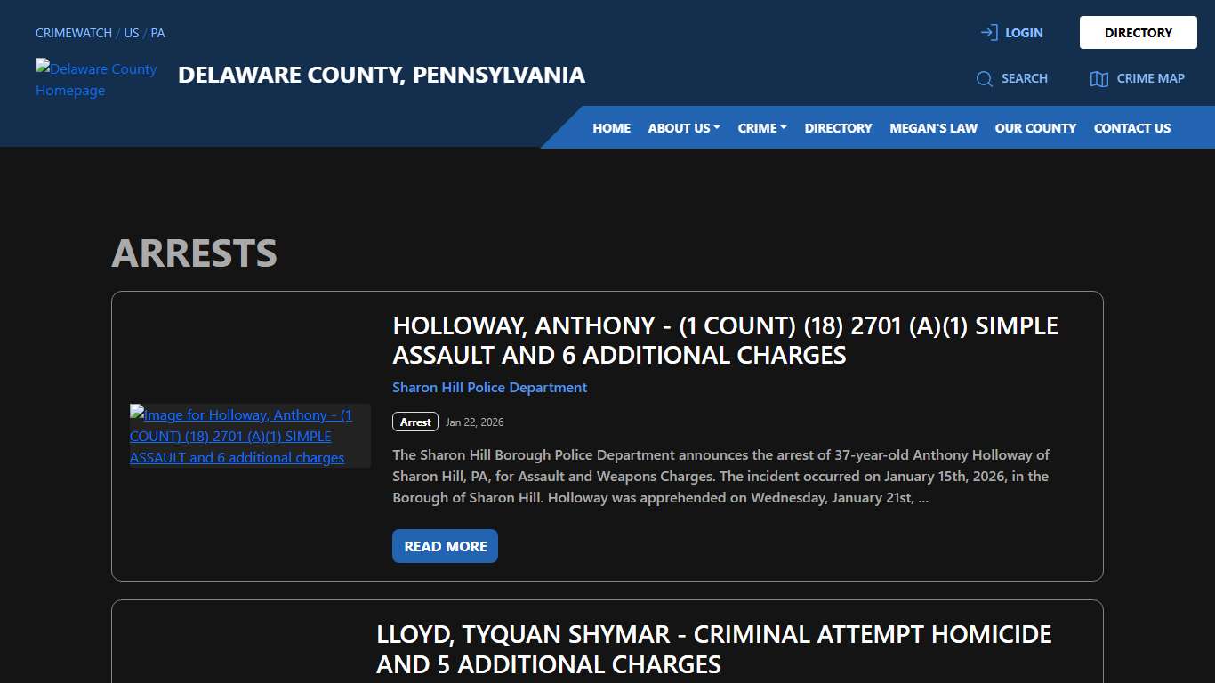 Arrests for Delaware County, Pennsylvania CRIMEWATCH